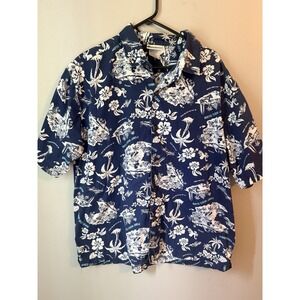 Disney World Trader Micks Island Hawaiian Shirt Mens Sz L Rare Vintage